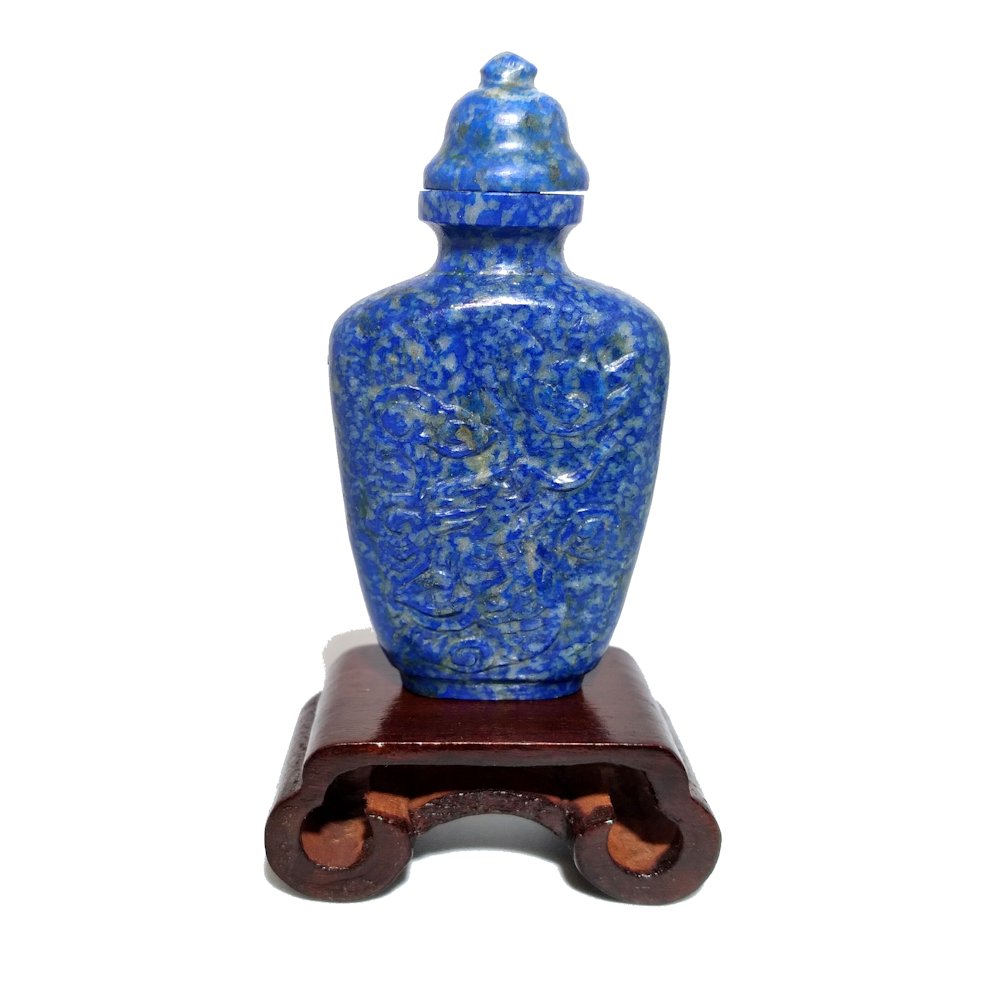 A WELL CARVED CHINESE SNUFF BOTTLE 19TH C LAPIS LAZULI (1 of 8)