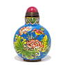 BEAUTIFULLY ENAMELED SNUFF BOTTLE DUCKS LOTUS QIANLONG MARK