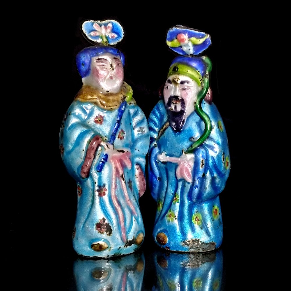 FANTASTIC ANTIQUE CHINESE ENAMEL SNUFF BOTTLES EMPEROR EMPRESS (1 of 6)