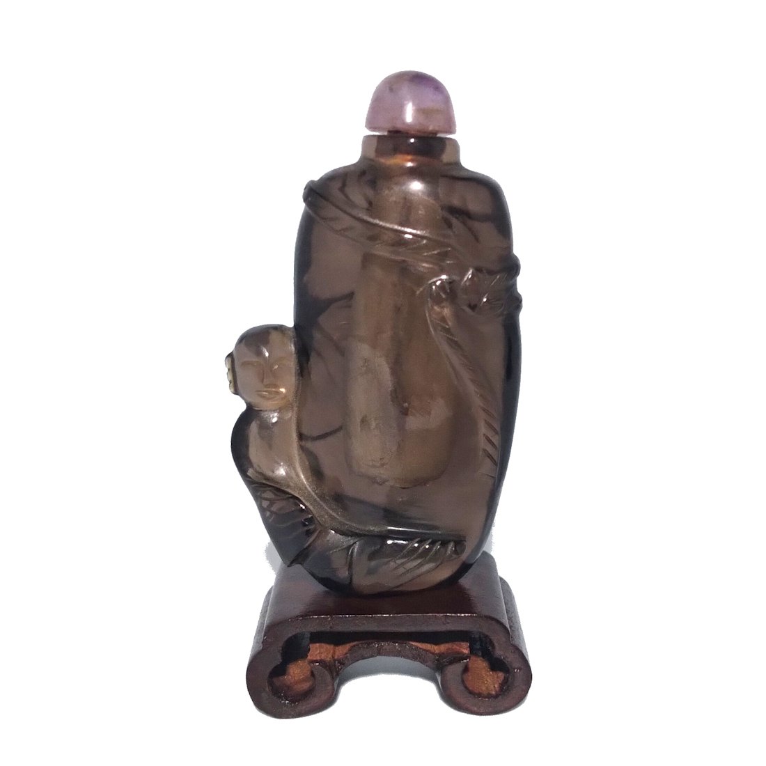 A RARE CHINESE CARVED NATURAL SOKEMY QUARTZ SNUFF BOTTLE (1 of 8)