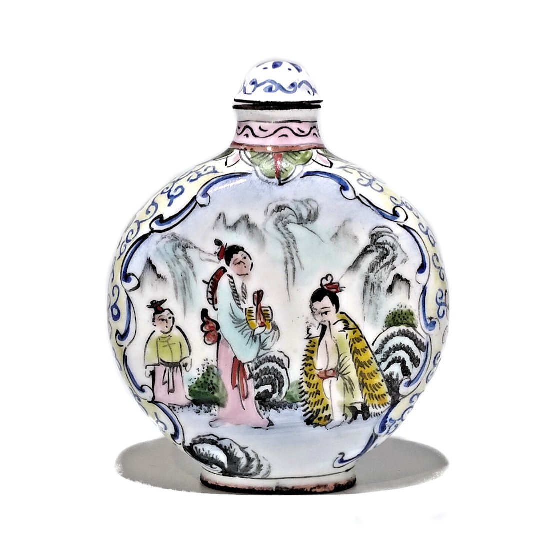 SUPERB CHINESE ENAMEL ON COPPER SNUFF BOTTLE FAMILLE ROSE (1 of 6)