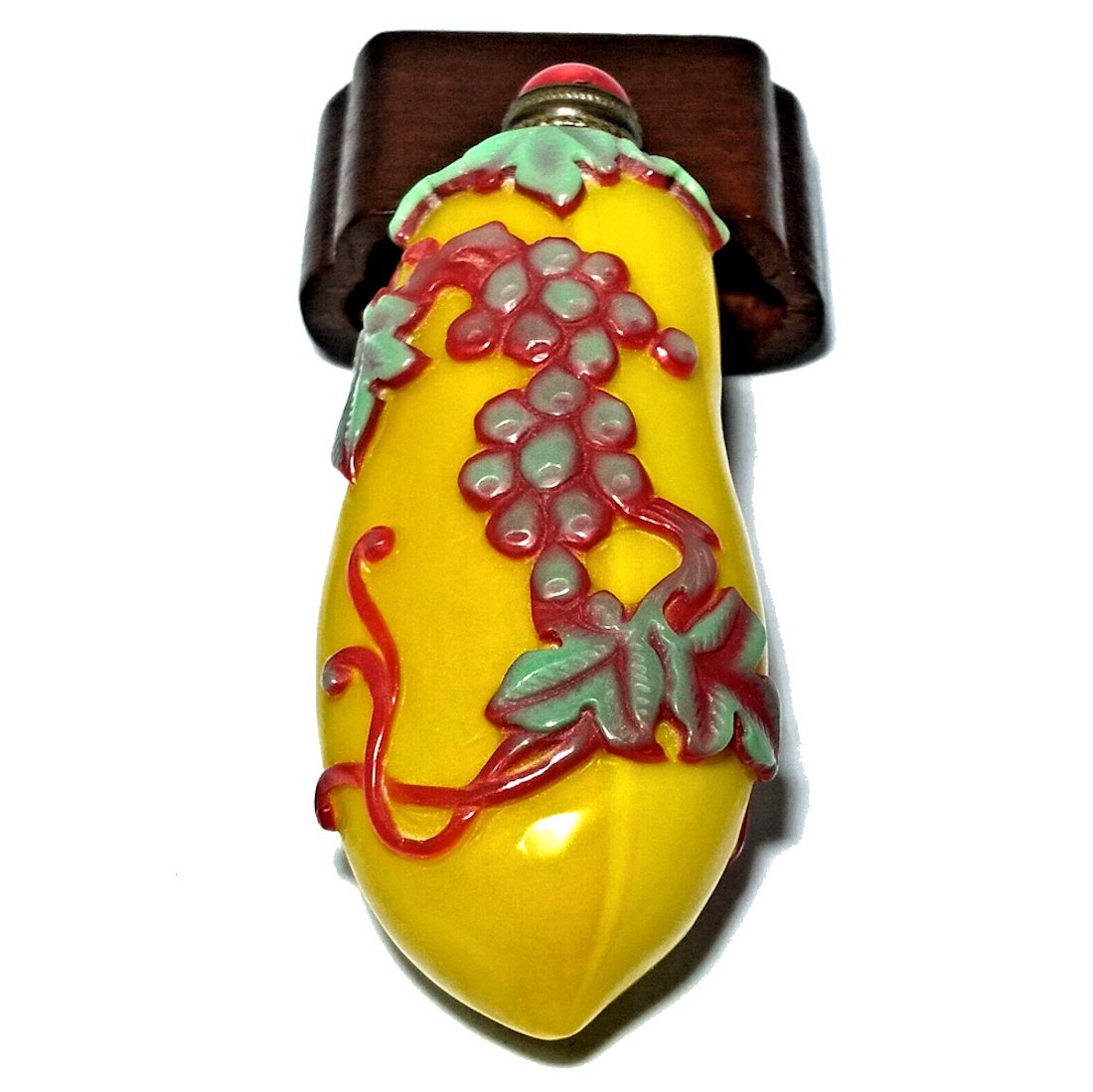 FINE CHINESE PEKING GLASS SNUFF BOTTLE GOURD SHAPED QIANLONG SEAL (1 of 6)