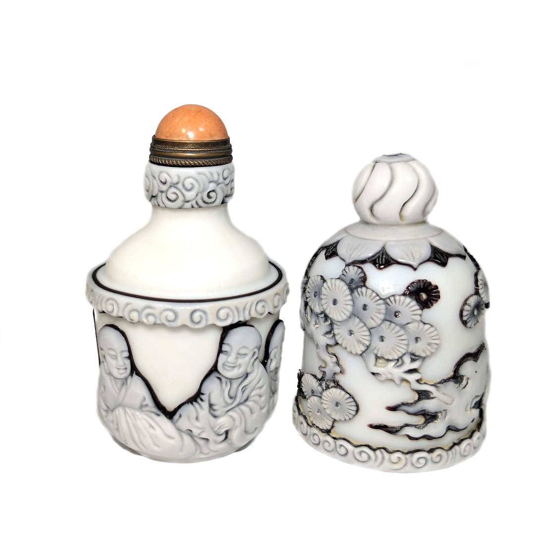 FINE CHINESE PEKING GLASS SNUFF BOTTLE ELDERS TREE DOME COVER QIANLONG SEAL (1 of 7)