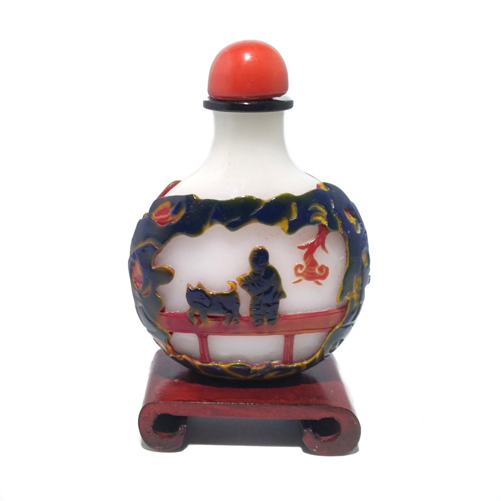 ANTIQUE FINE CHINESE 4 COLORS PEKING GLASS SNUFF BOTTLE 18-19C (1 of 8)