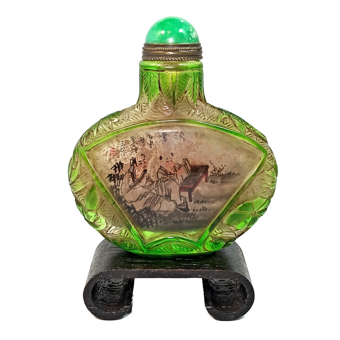FINE CHINESE INSIDE PAINTED SNUFF BOTTLE ELDER BOY ARTIST SIGNATURE (1 of 9)