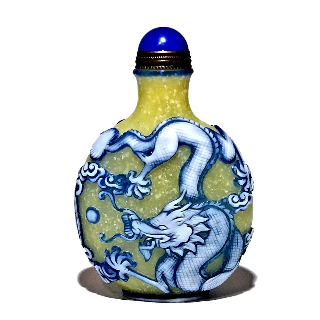 SUPERB CHINESE PEKING GLASS SNUFF BOTTLE IMPERIAL DRAGON 5 CLAWS PHOENIX (1 of 6)