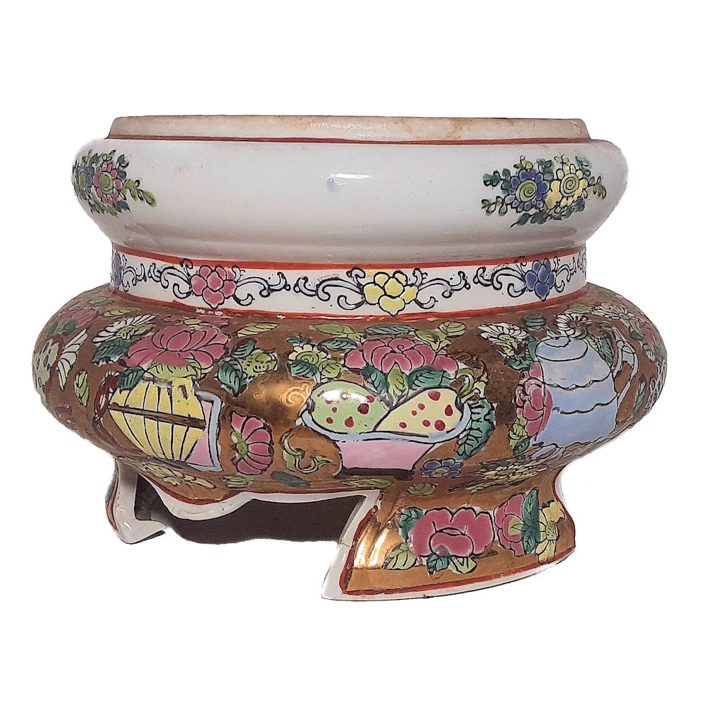 SUPERB  ANTIQUE CHINESE GILDED FAMILLE ROSE PORCELAIN STAND (1 of 6)