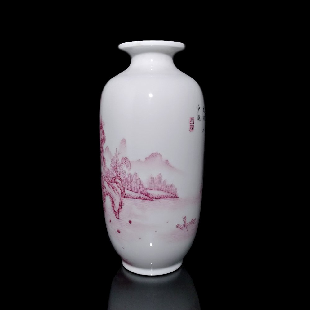 FANTASTIC CHINESE VASE LANDSCAPE POEM  EGGSHELL ARTIST SIGNED  YONGZHENG MARK (1 of 7)