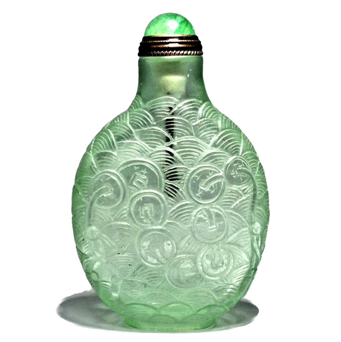 STUNNING CARVED CHINESE PEKING GLASS SNUFF BOTTLE INSCRIBED QING (1 of 7)