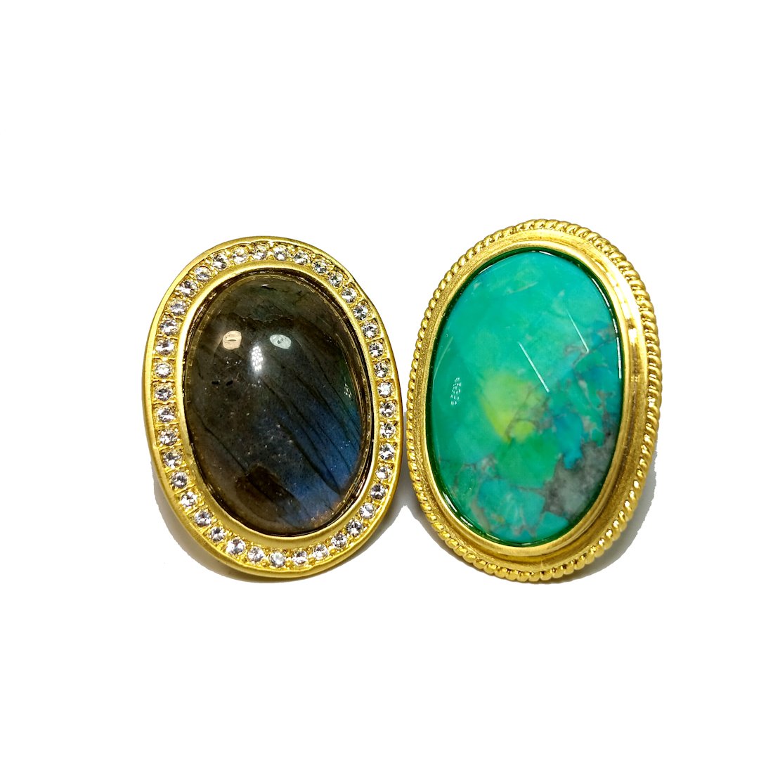 2 FABULOUS RINGS BY DESIGNER SHEILA FAJL LABRADORITE TURQUOISE (1 of 5)