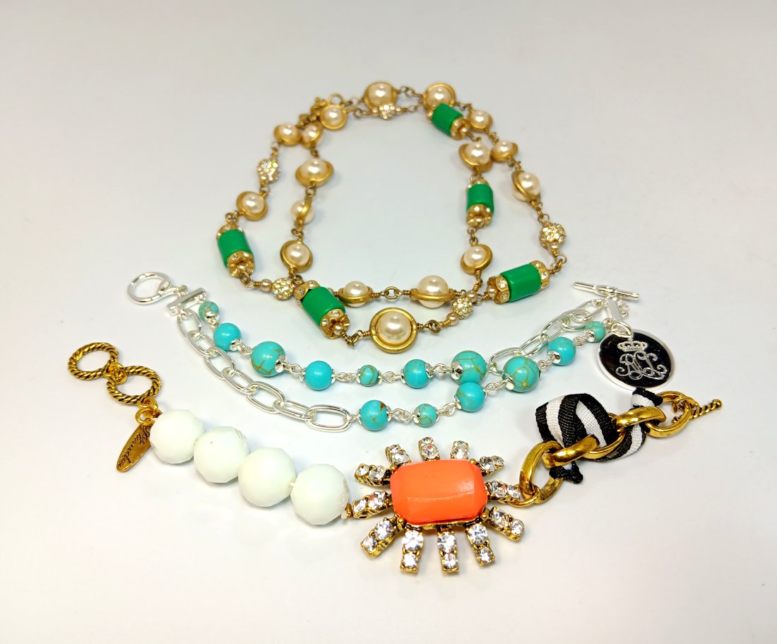 3 DESIGNER  R.LAUREN  J CREW  PLUNDER COSTUME JEWELRY NECKLACE BRACELETS (1 of 4)