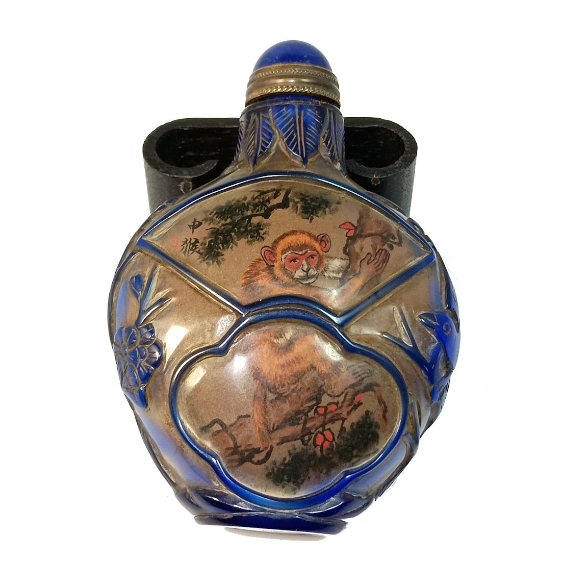 A FINE CHINESE SIGNED SNUFF BOTTLE INSIDE PAINTED MONKEY (1 of 9)