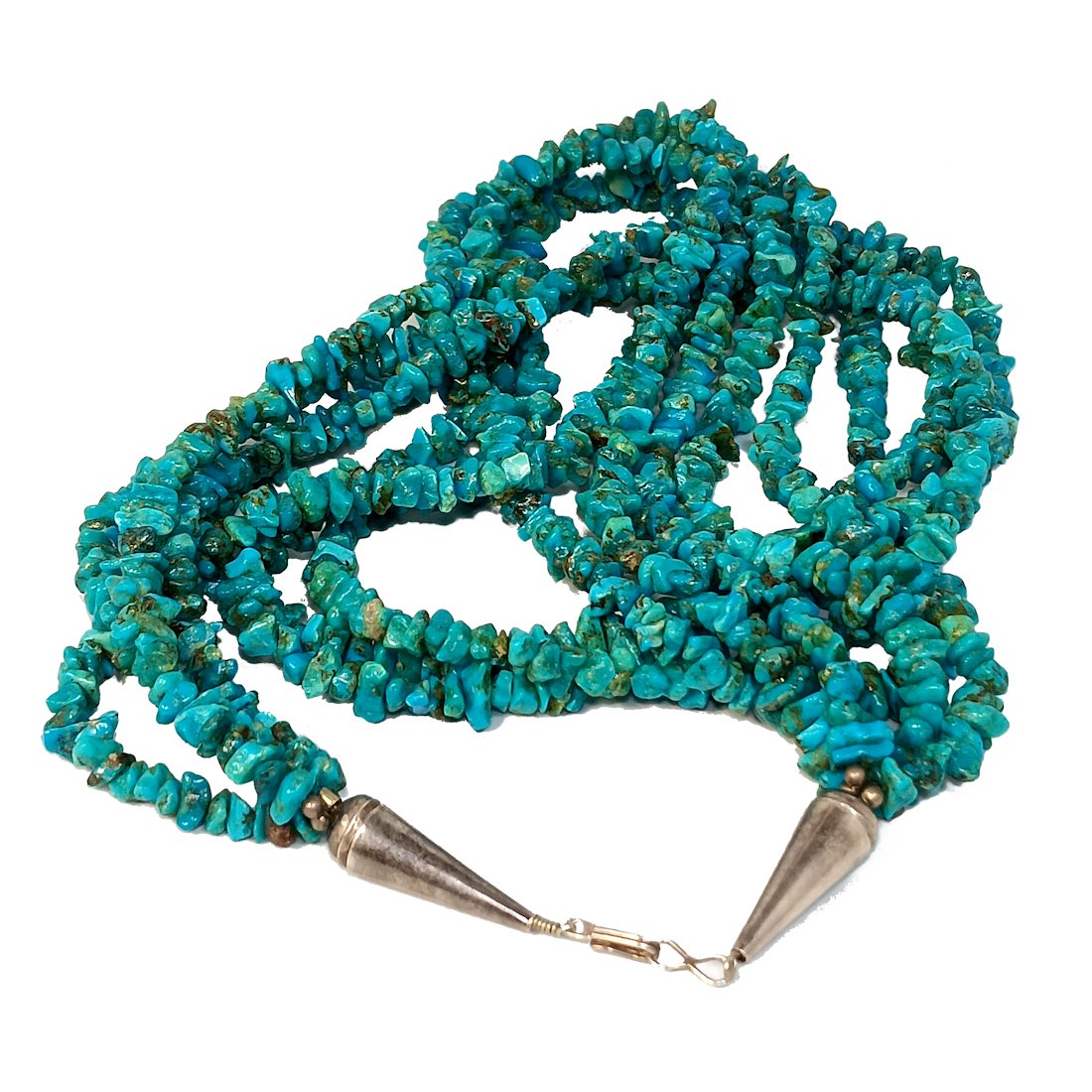 A SUPERB MASSIVE VINTAGE SOUTHWESTERN NATURAL TURQUOISE STERLING NECKLACE (1 of 6)