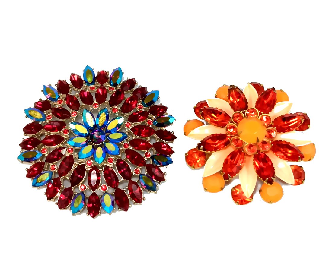 BEAUTIFUL LOT OF 2 VINTAGE RHINESTONE BROOCHES (1 of 6)