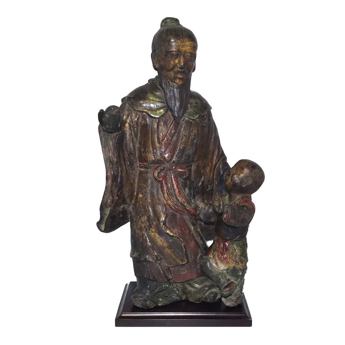 ANTIQUE  16" RARE CHINESE 18TH CENTURY BRONZE STATUE IMMORTAL  18TH C (1 of 6)