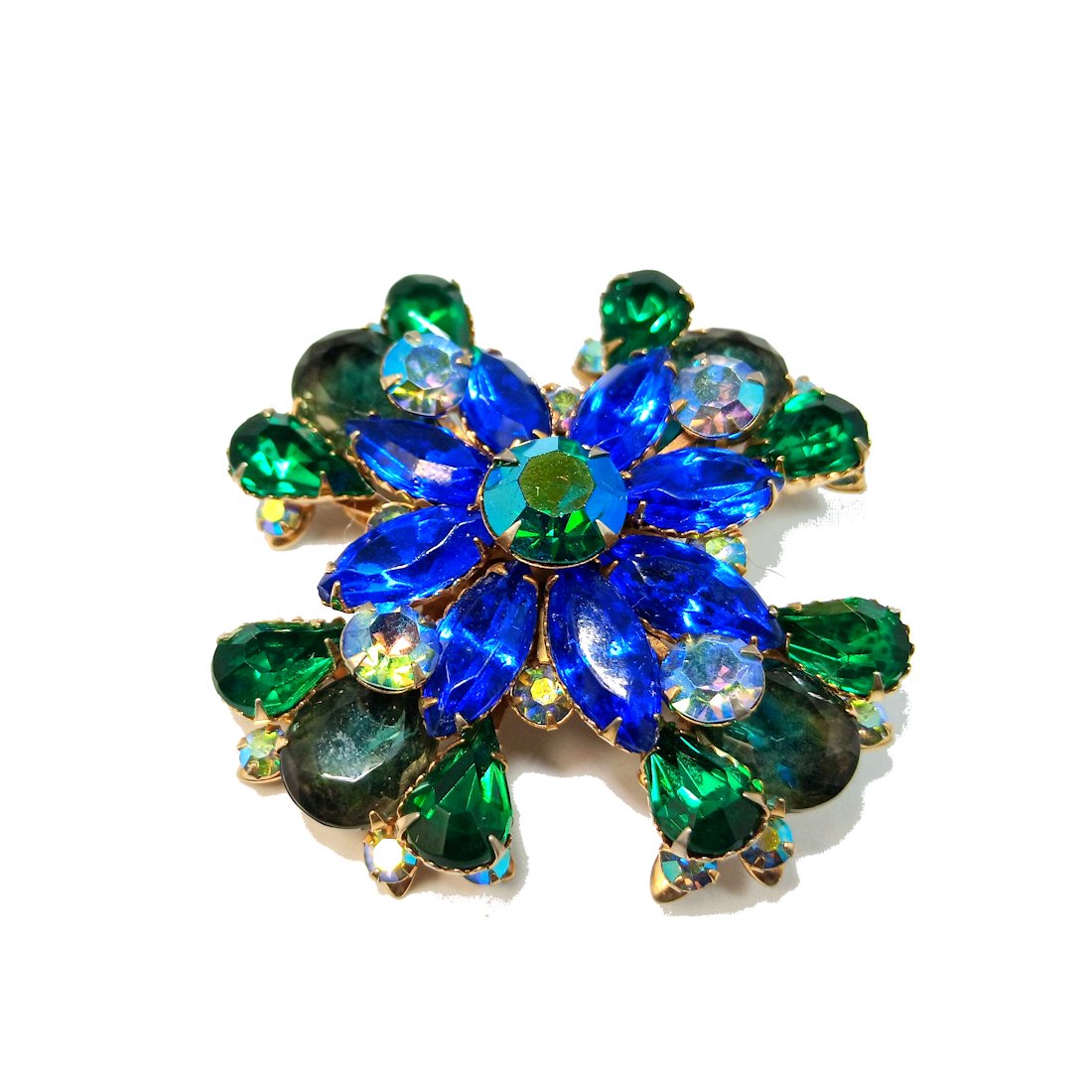 A LARGE VINTAGE BROOCH MALTESE CROSS  MID CENTURY RHINESTONES (1 of 4)