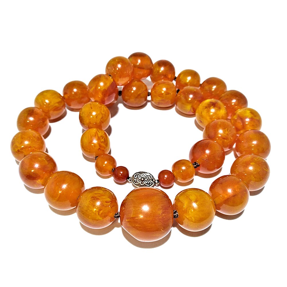 CHINESE BUTTERSCOTCH AMBER RESIN COMPOSITE BEADS 29"  200gr (1 of 5)