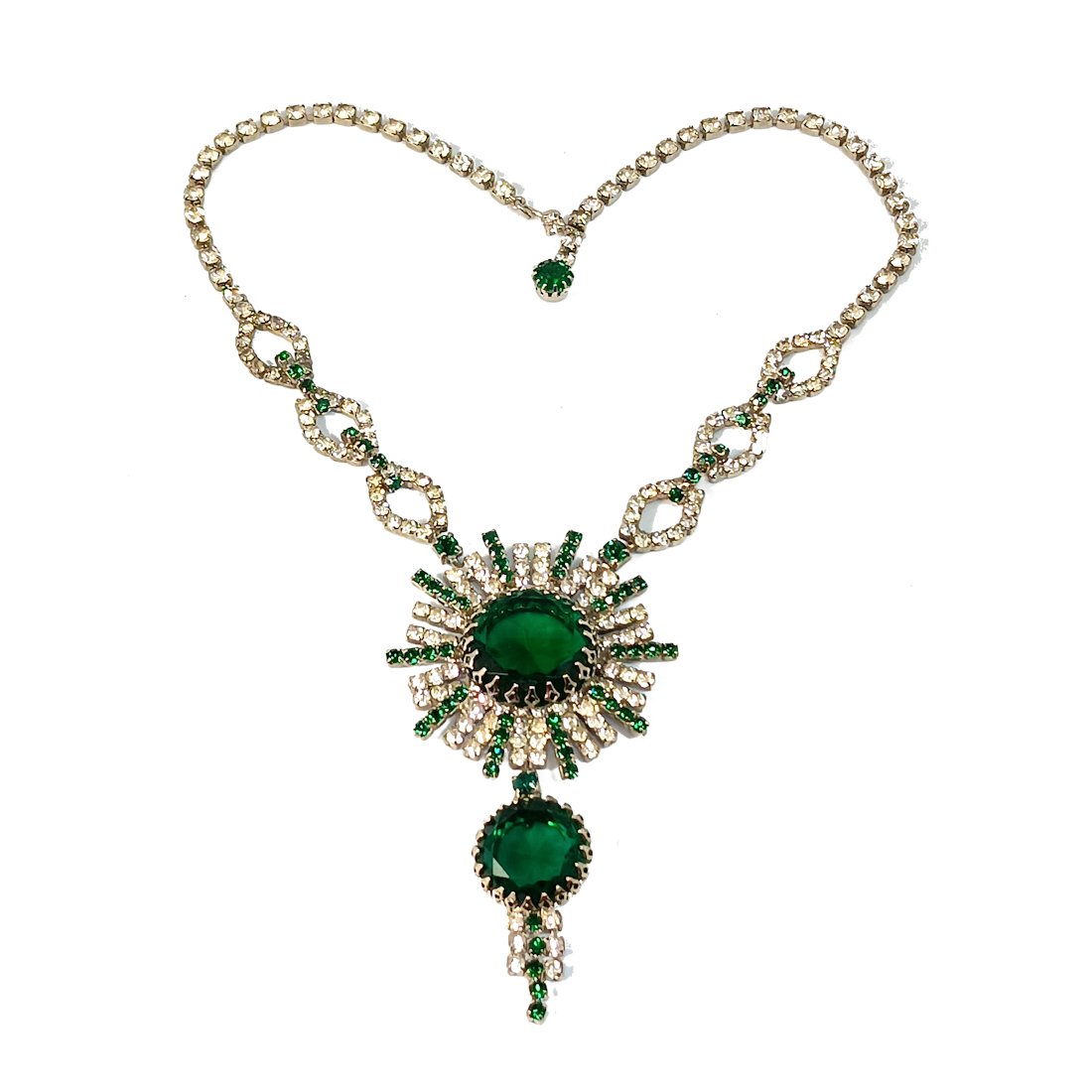 BEAUTIFUL VINTAGE MID-CENTURY RHINESTONE STATEMENT NECKLACE (1 of 4)