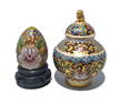 BEAUTIFUL CHINESE LOT OF 2 ITEMS OPEN WORK CLOISONNE JAR EGG