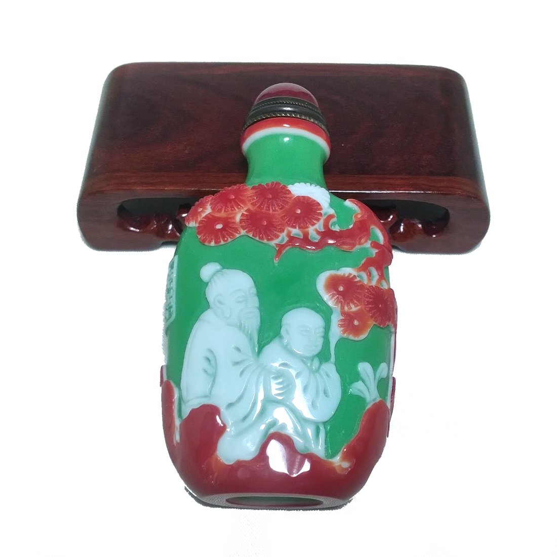 FINE CHINESE PEKING GLASS SNUFF BOTTLE IMMORTAL QIANLONG SEAL (1 of 8)