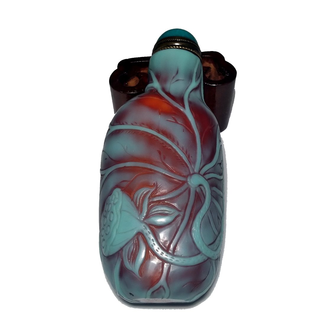 FABULOUS CHINESE GLASS PEKING GLASS SNUFF BOTTLE LOTUS 3 LAYERS (1 of 9)