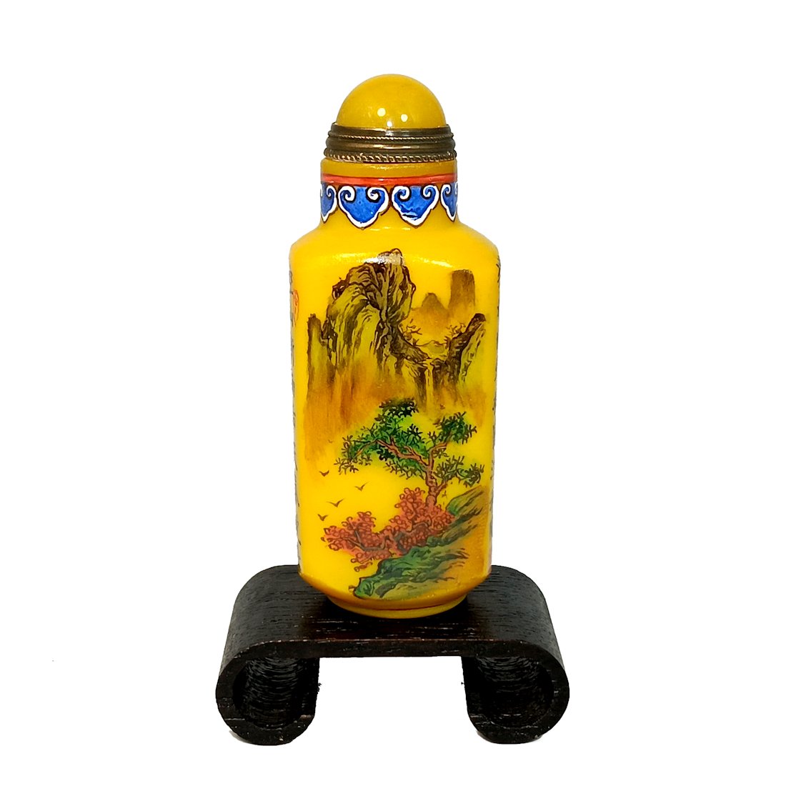 STUNNING CHINESE SNUFF BOTTLE LANDSCAPE POEM ENAMEL ON GLASS QIANLONG MARK (1 of 10)