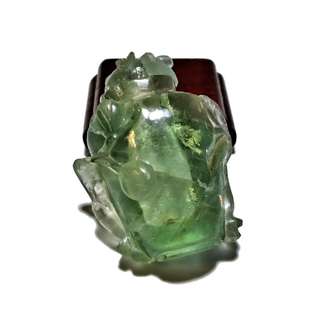 FINE ANTIQUE CHINESE MINIATURE CARVED GREEN QUARTZ SNUFF BOTTLE 19C (1 of 8)
