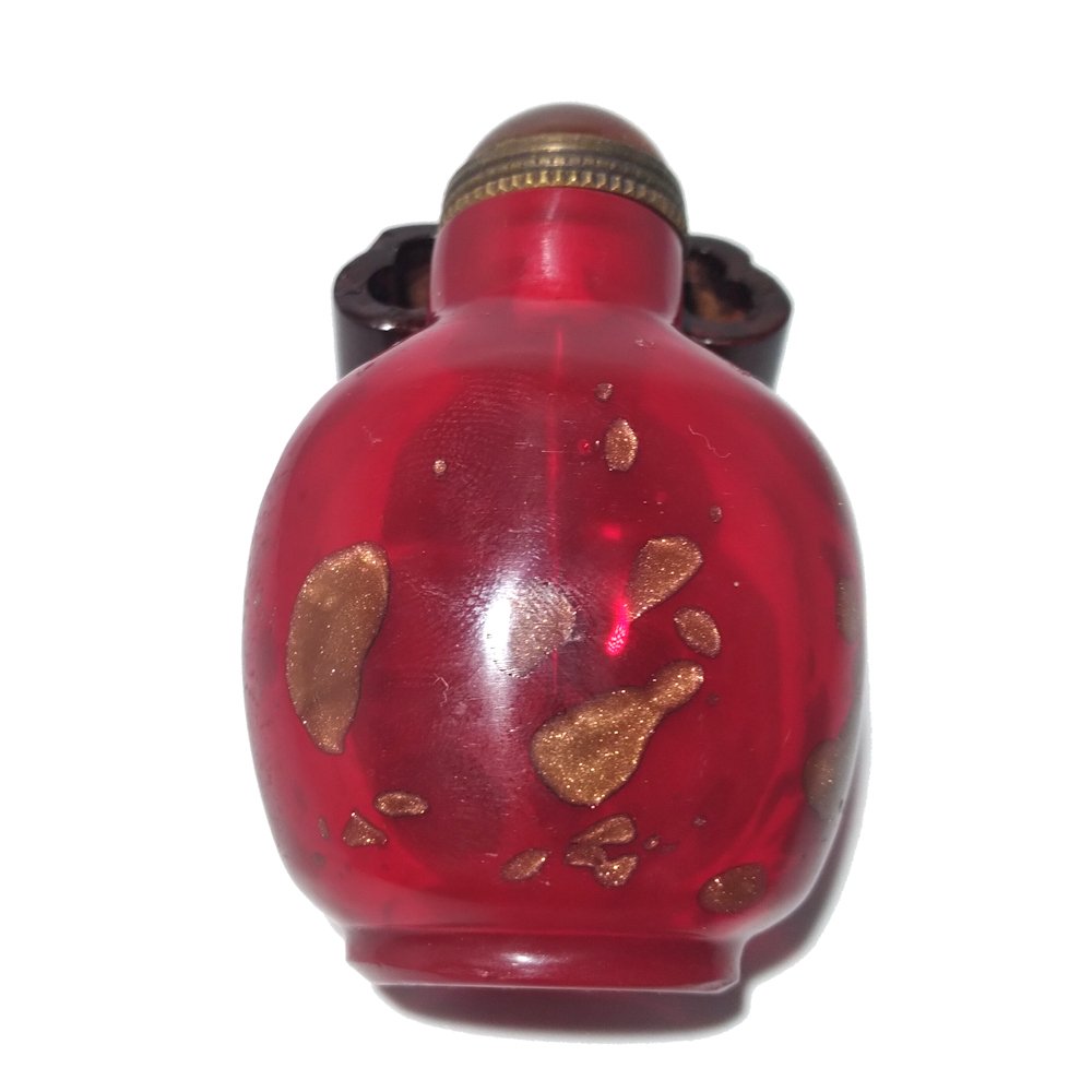 CHINESE PEKING GLASS SNUFF BOTTLE AGATE STOPPER (1 of 8)