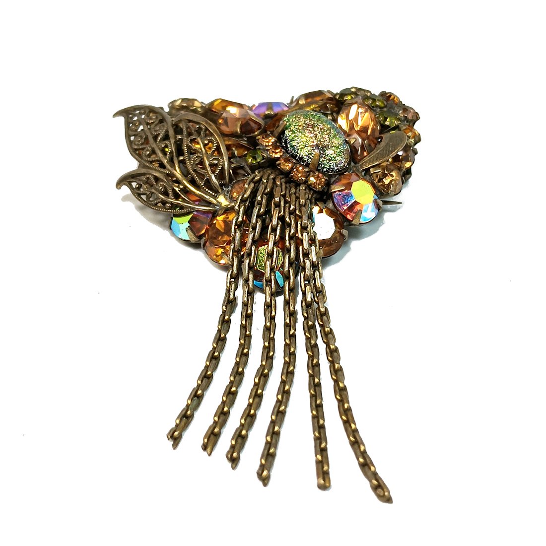 STUNNING ALICE CAVINESS DESIGNER VINTAGE BROOCH LAVA STONES PRONGS (1 of 5)