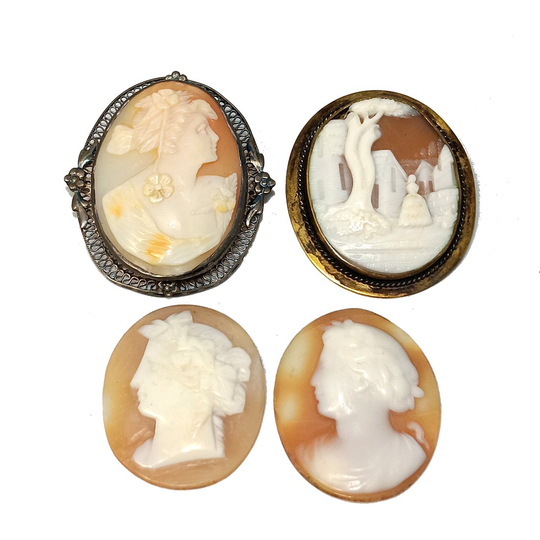 A VICTORIAN ANTIQUE SHELL CAMEO LOT (1 of 4)