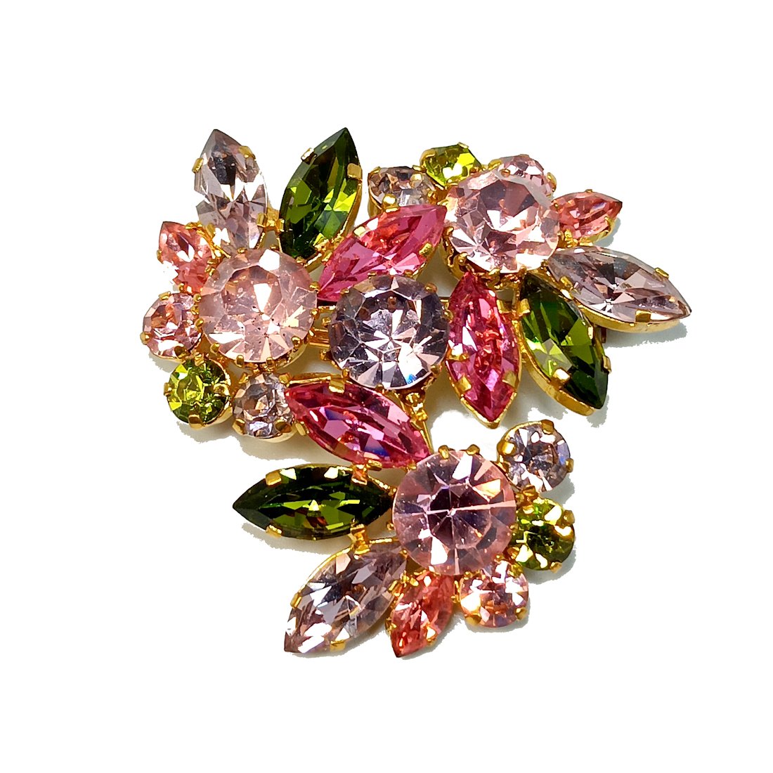 A BEAUTIFUL VINTAGE SIGNED BROOCH RHINESTONES IN PRONGS (1 of 5)