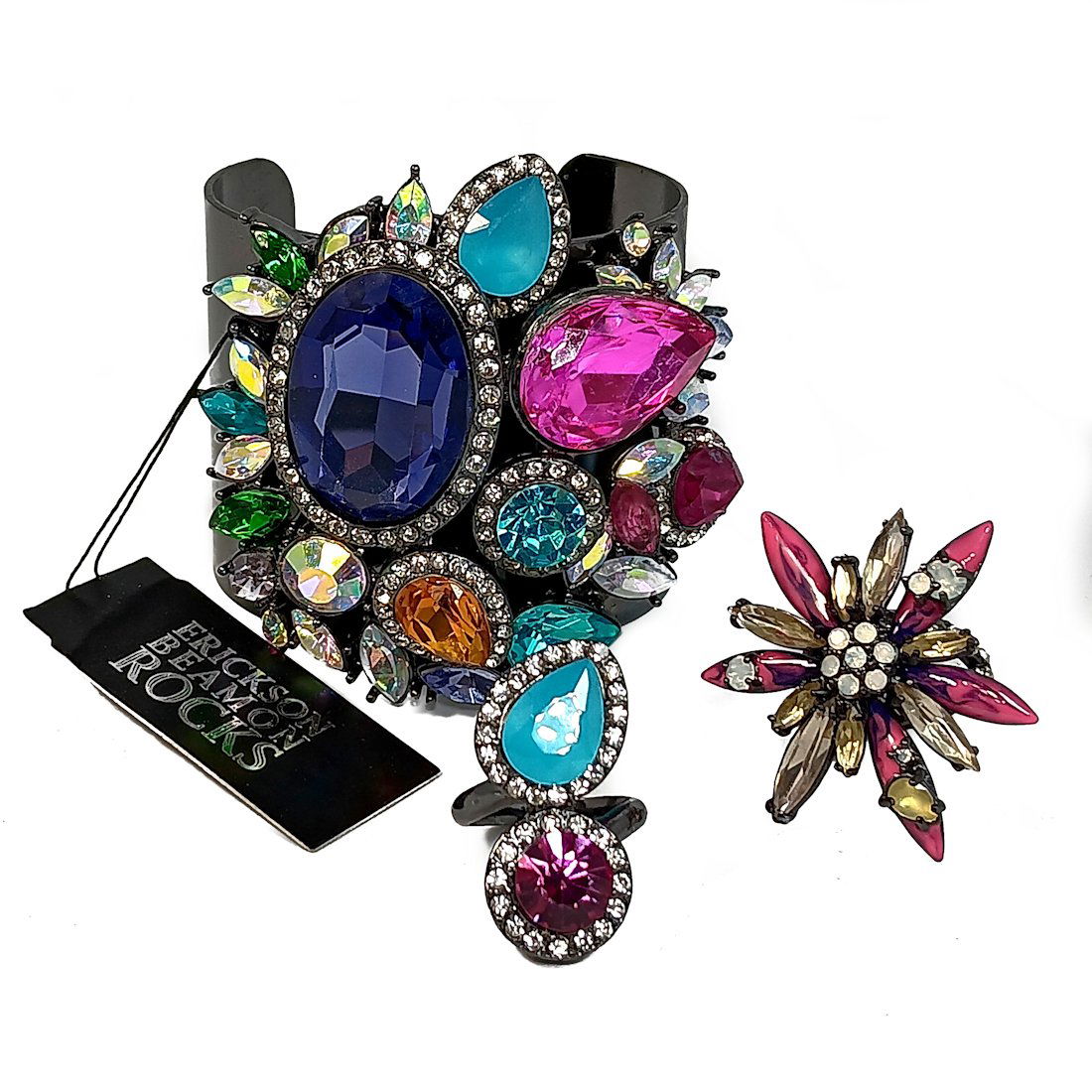 STUNNING VINTAGE LOT OF 3 PIECES BY ERICKSON BEAMON ROCKS CUFF RINGS (1 of 7)