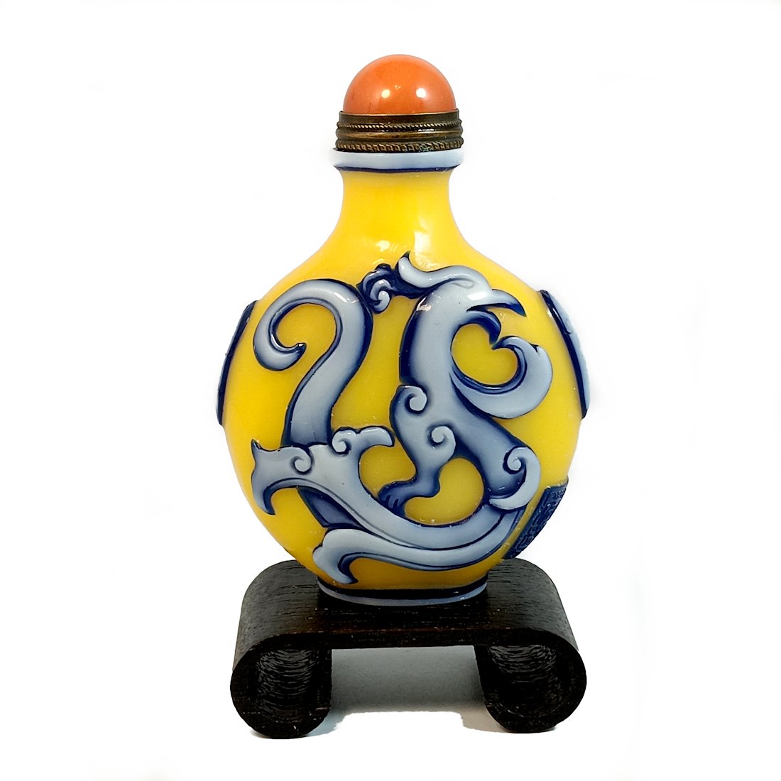 BEAUTIFUL CHINESE PEKING GLASS SNUFF BOTTLE CHILUNG (1 of 8)