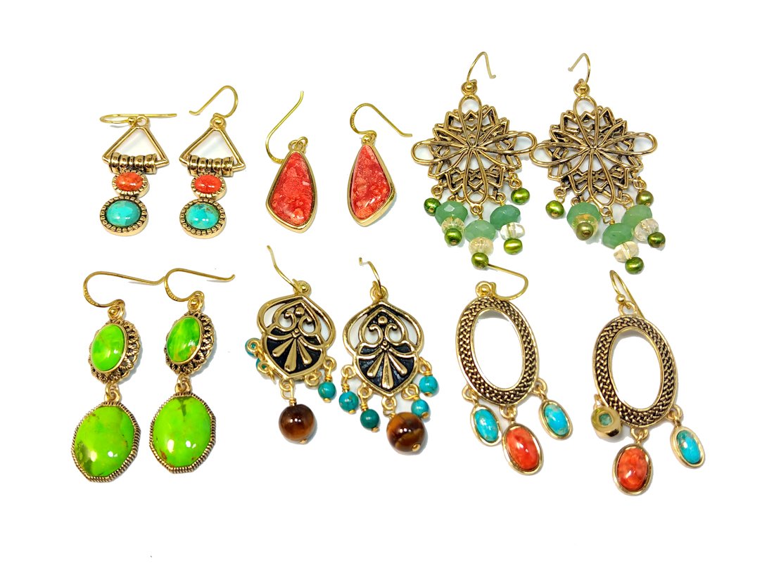 A LOT OF 6 PAIRS GEMSTONE EARRINGS SIGNED BARSE: THIS LOT INCLUDES 6 PAIRS OF GEMSTONE EARRINGS BY BARSE, THAILAND. THEY ARE IN EXCELLENT CONDITION. WE PROVIDE IN-HOUSE/COMBINED SHIPPING.