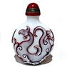 SUPERB CHINESE PEKING GLASS  BOTTLE ARCHAISTIC DRAGON PHOENIX QIANLONG SEAL