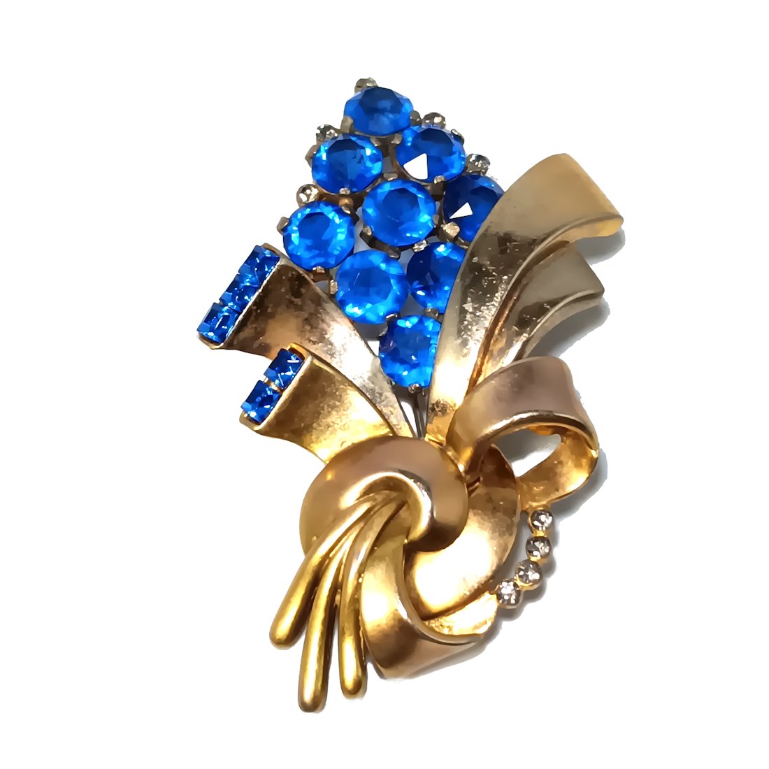 RETRO VINTAGE 1940S LARGE BROOCH BLUE (1 of 4)