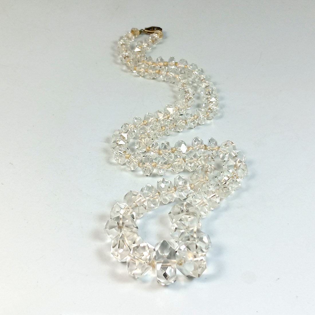 EXQUISITE VINTAGE ART DECO NATURAL FACETED ROCK QUARTZ CRYSTAL NECKLACE TESTED (1 of 4)