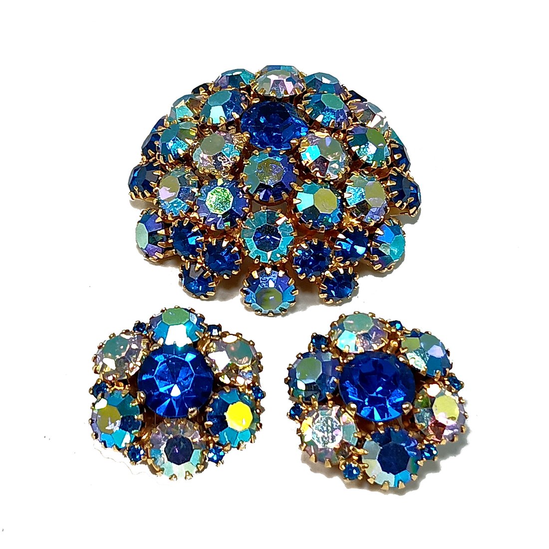 VINTAGE WARNER RHINESTONE SET BROOCH EARRINGS COSTUME JEWELRY (1 of 5)