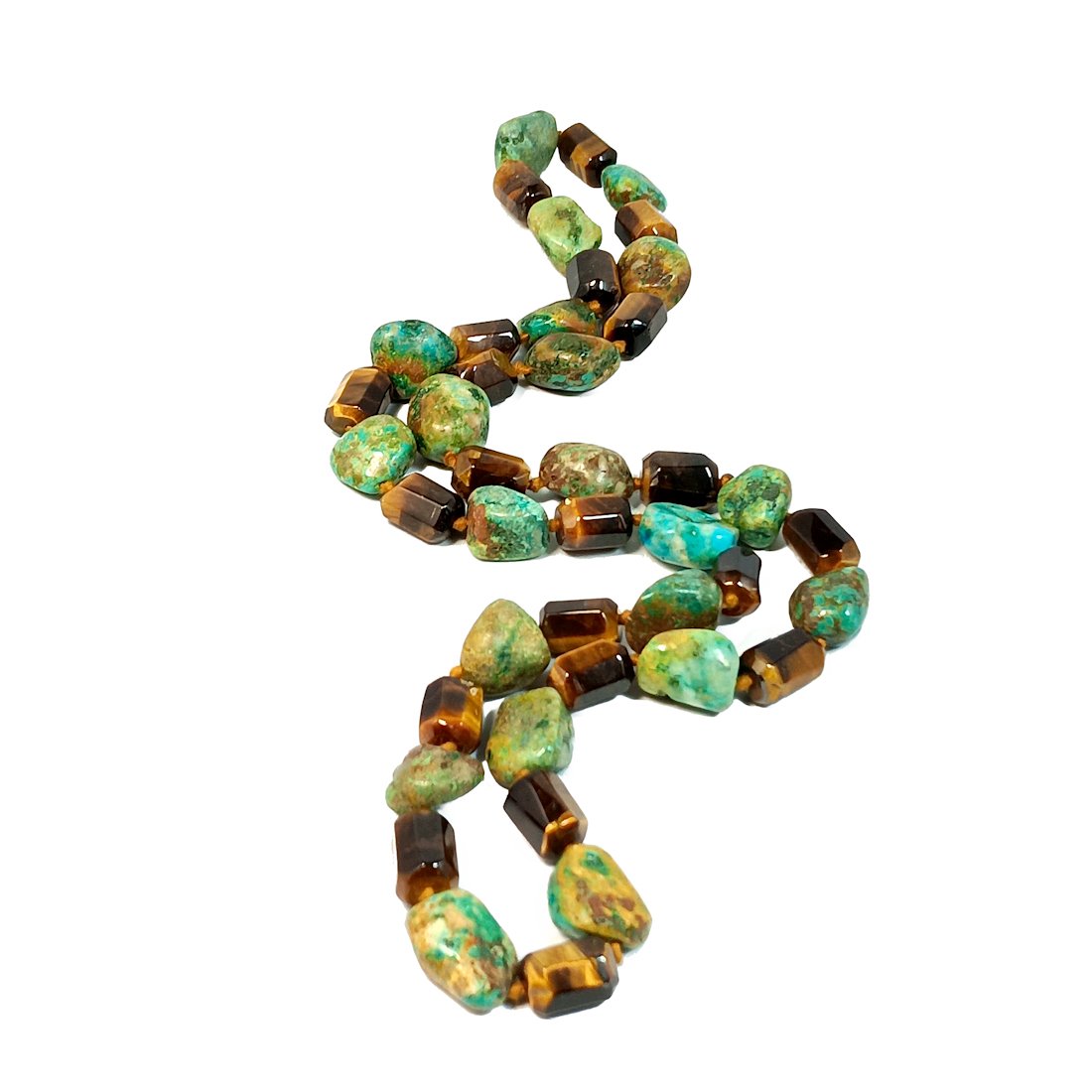 A BEAUTIFUL VINTAGE SOUTHWESTERN NECKLACE TIGER'S EYE AND TURQUOISE: THE STUNNING VINTAGE SOUTHWESTERN NECKLACE IS 30 LONG .WE PROVIDE IN-HOUSE AND COMBINED SHIPPING FOR A SMOOTH CHECKOUT.