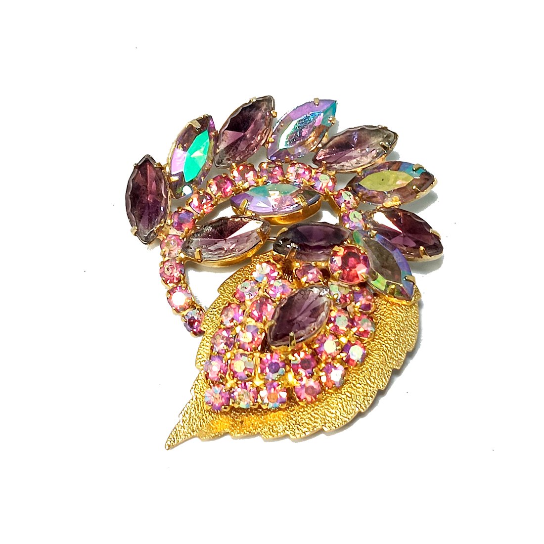 AN EXQUISITE LARGE JULIANA MID CENTURY VINTAGE RHINESTONE BROOCH PINK AB (1 of 3)