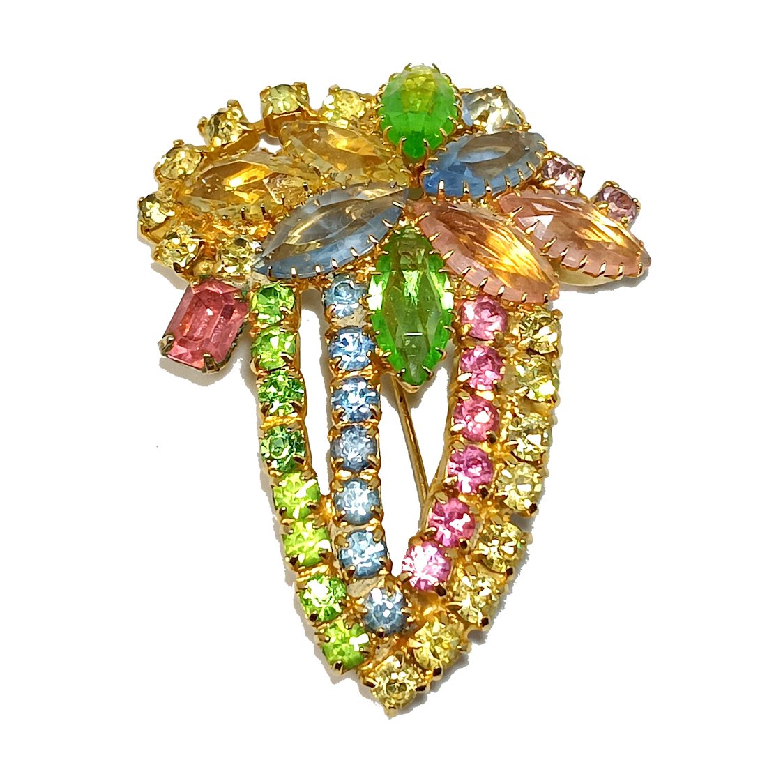 AN EXQUISITE LARGE MID CENTURY VINTAGE RHINESTONE BROOCH (1 of 3)