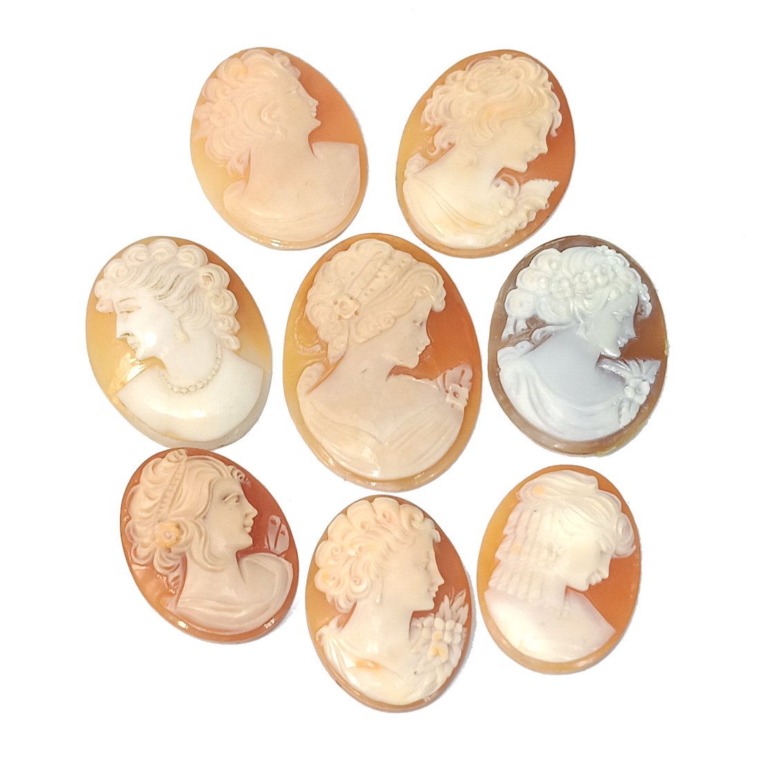 8 BEAUTIFULLY CARVED SHELL CAMEOS (1 of 4)