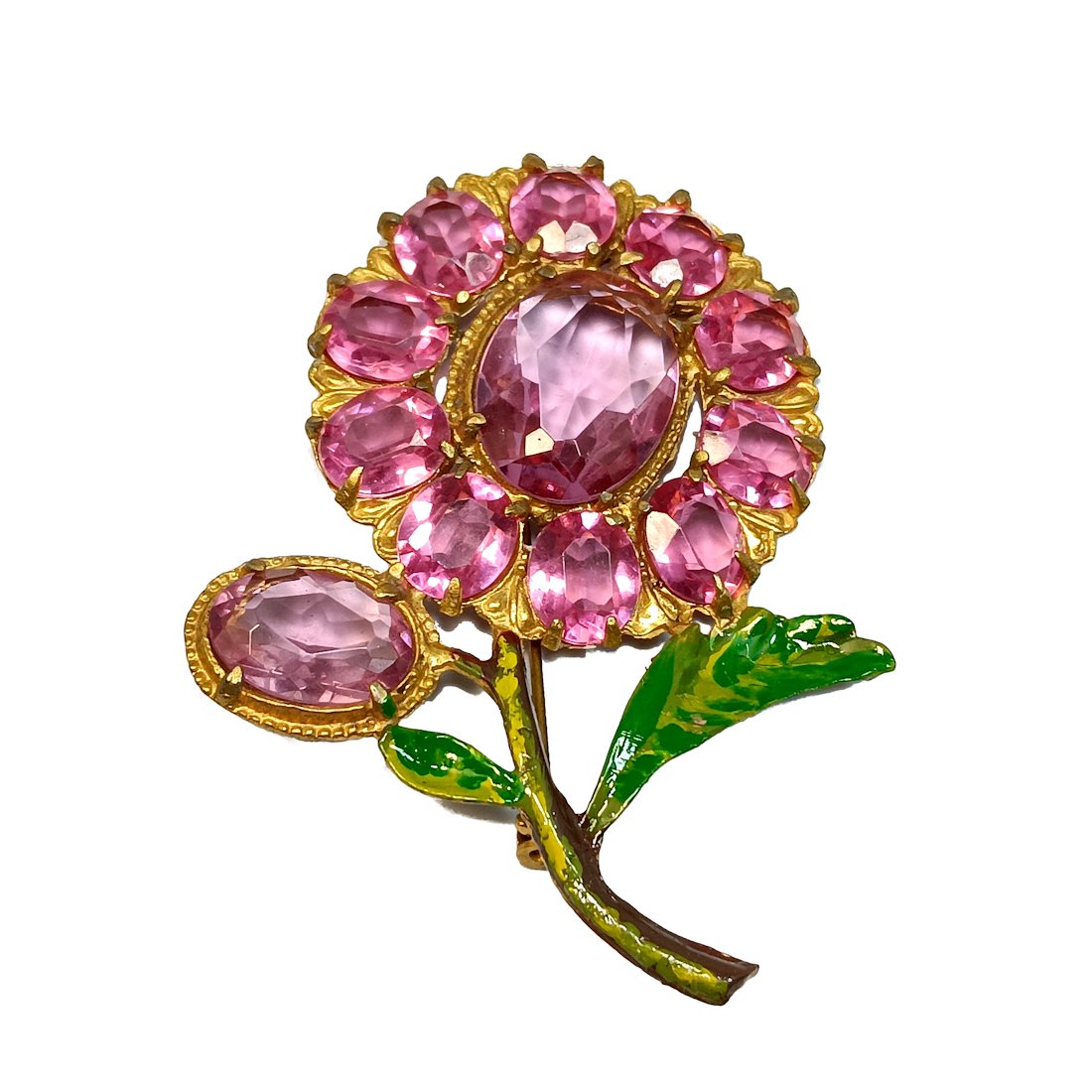 A BEAUTIFUL HUGE VINTAGE ENAMEL FLOWER BROOCH 1930S (1 of 4)