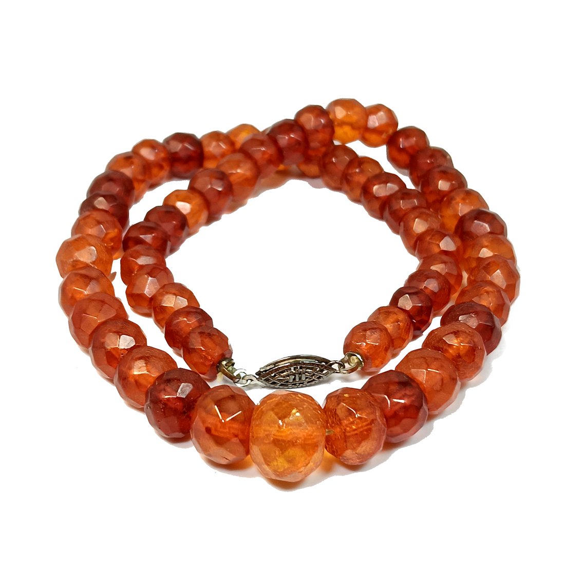 ANTIQUE GENUINE BALTIC AMBER FACETED BEAD NECKLACE 18 GRAMS 15" (1 of 3)