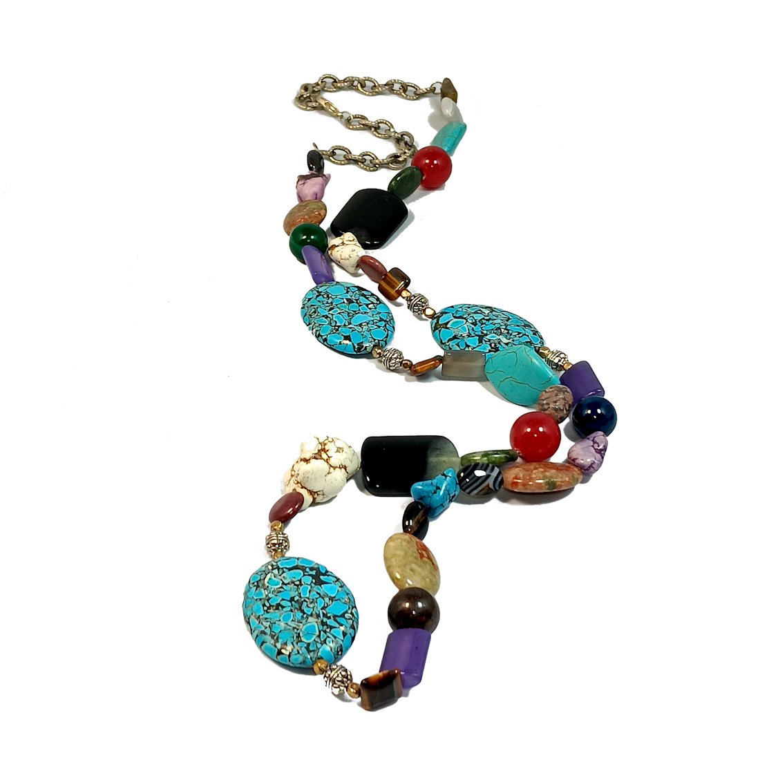 LARGE  AND STUNNING MULTI GEMSTONE SOUTHWESTERN NECKLACE 38" (1 of 4)