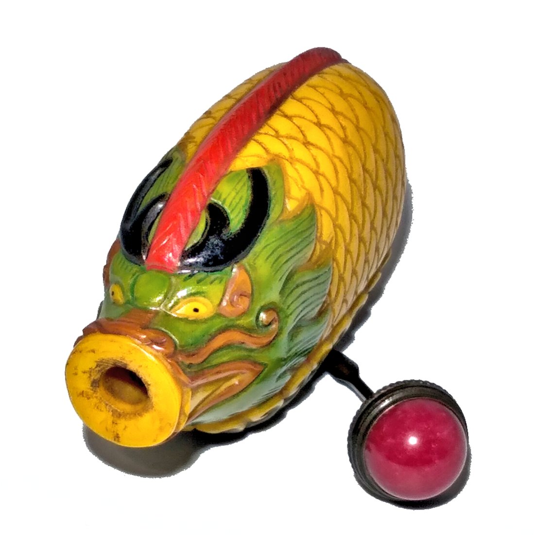 CHINESE FIGURAL DRAGON ENAMEL PEKING GLASS YELLOW SNUFF BOTTLE (1 of 6)