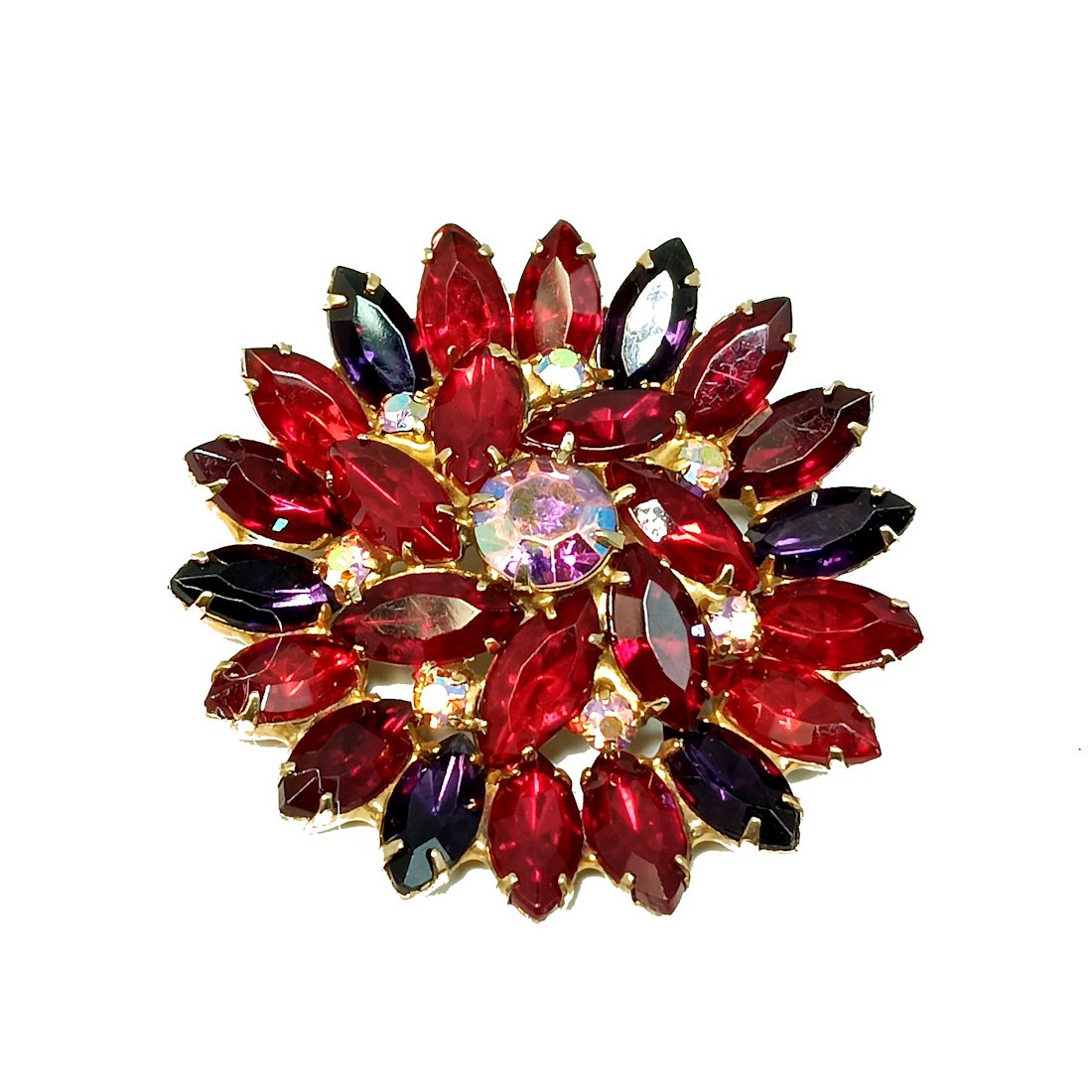 A  LARGE JULIANA MID CENTURY VINTAGE RHINESTONE BROOCH PRONG SET (1 of 3)