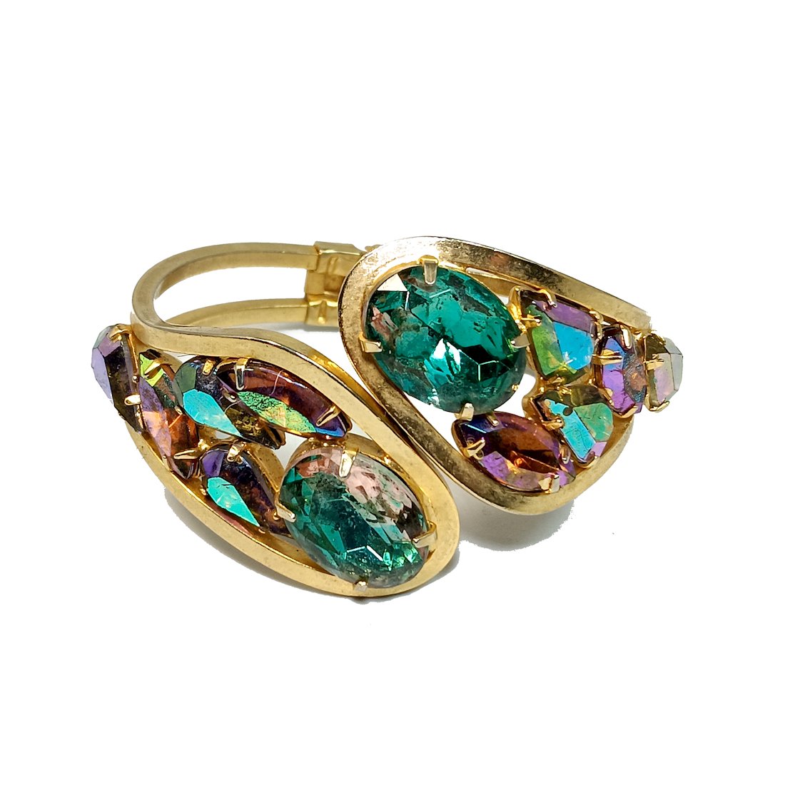 A STUNNING JULIANA WATERMELON RHINESTONE CLAMPER BRACELET (1 of 5)