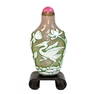 CHINESE PEKING GLASS SNUFF BOTTLE STORK CARP FLORA