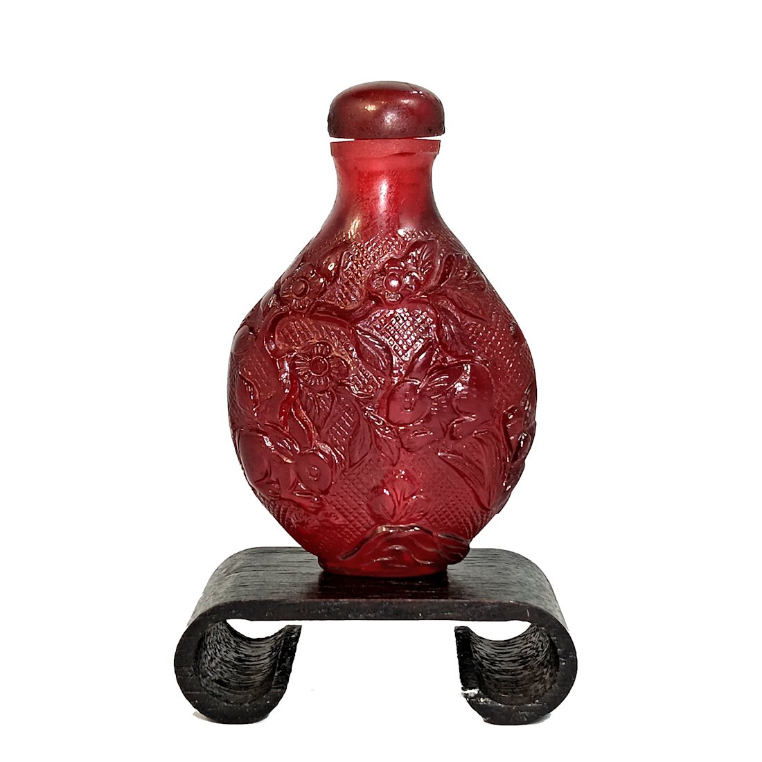 CHINESE RESIN SNUFF BOTTLE MONKEY RABIT FLOWER TREES (1 of 8)